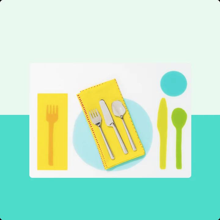 Color Block: Placemat & Utensils